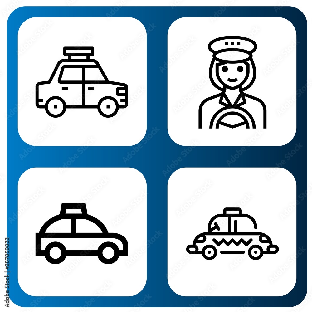 Naklejka premium Set of cab icons such as Taxi, Taxi driver , cab