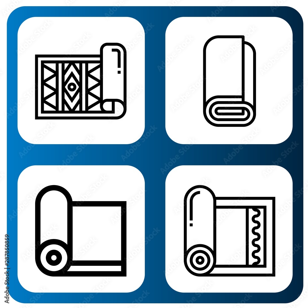 Set of rug icons such as Carpet, Roll, Yoga mat , rug Set of rug icons such as Carpet, Roll, Yoga mat , rug