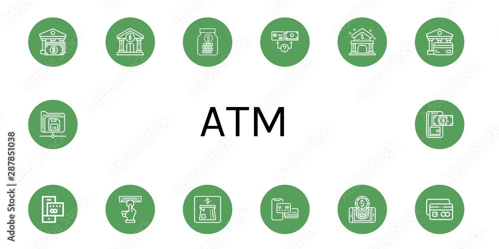Set of atm icons such as Bank, Savings, Payment method, Credit card, Atm, Online banking, Save , atm Set of atm icons such as Bank, Savings, Payment method, Credit card, Atm, Online banking, Save , atm