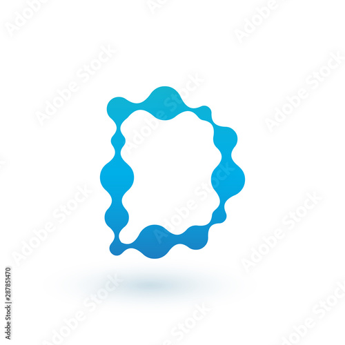 Water molecular initial Letter D Logo design, Fluid liquid Design Element with Dots and shadow. Stock vector illustration isolated on white background.