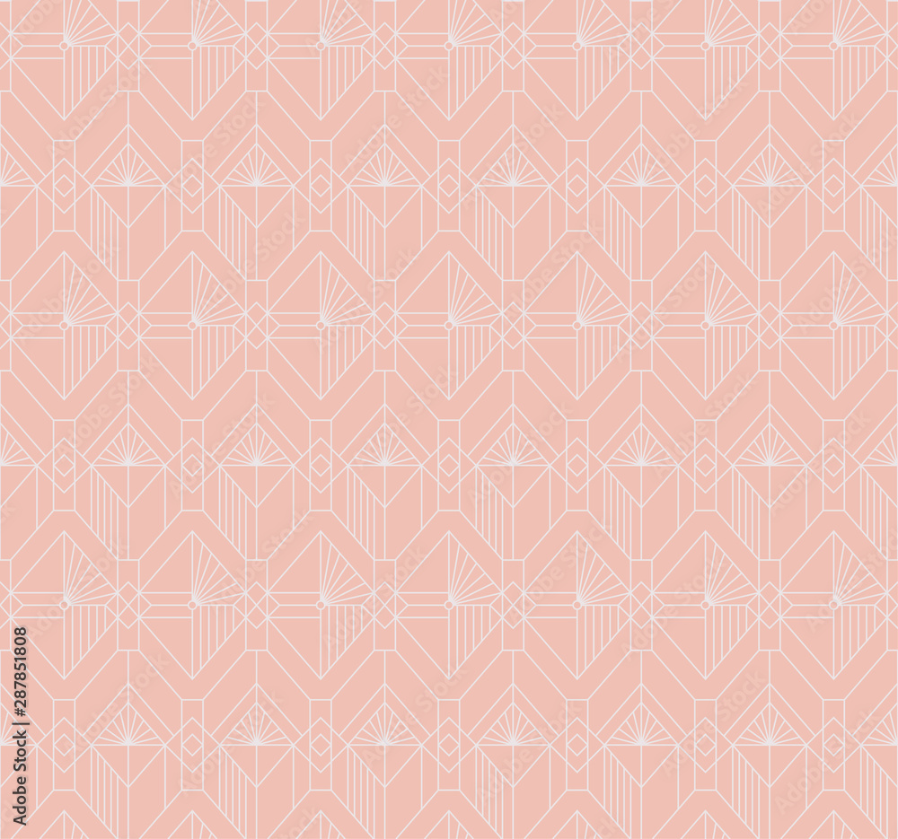 Seamless art deco vintage peach pink pattern