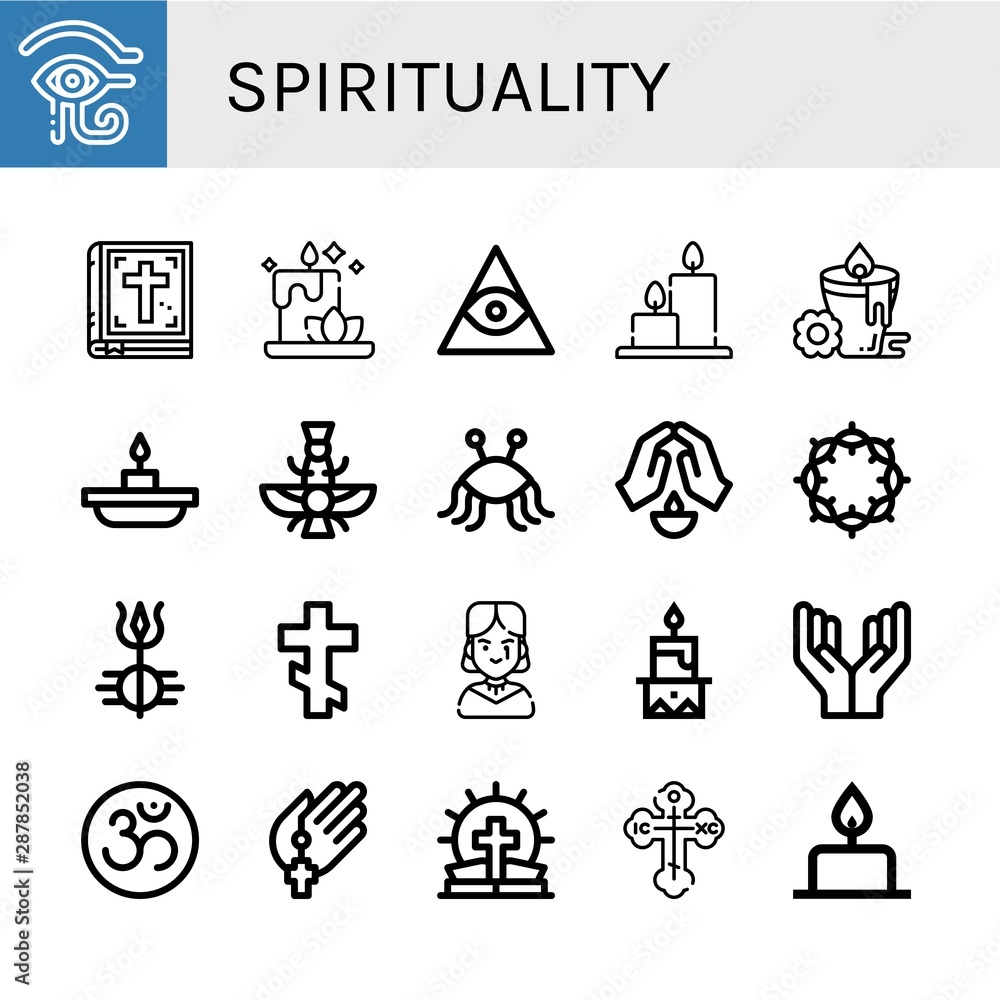 Set of spirituality icons such as Eye of ra, Bible, Candle, Freemasonry, Candles, Faravahar, Pastafarianism, Prayer, Crown of thorns, Shiva, Orthodox cross, Gothic , spirituality Set of spirituality icons such as Eye of ra, Bible, Candle, Freemasonry, Candles, Faravahar, Pastafarianism, Prayer, Crown of thorns, Shiva, Orthodox cross, Gothic , spirituality