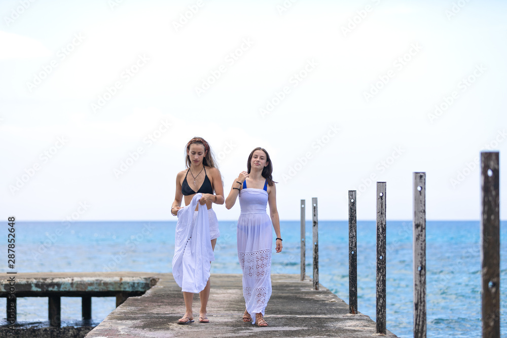 Girls Enjoying Summer Vacation in Cuba