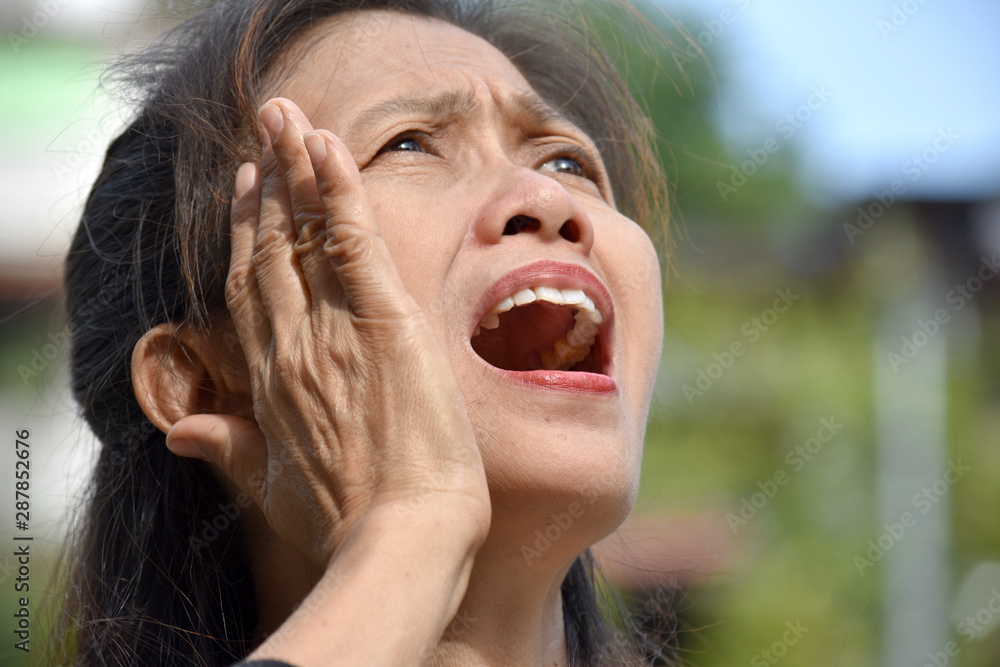 An Older Asian Female Senior Yelling An Older Asian Female Senior Yelling