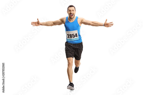 Young male runner running a marathon