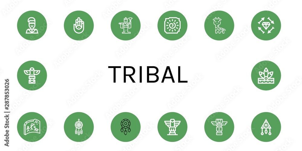 Set of tribal icons such as Native american, Hamsa, Kabuki, Cave painting, Giraffe, Boho, Dreamcatcher, Totem , tribal Set of tribal icons such as Native american, Hamsa, Kabuki, Cave painting, Giraffe, Boho, Dreamcatcher, Totem , tribal