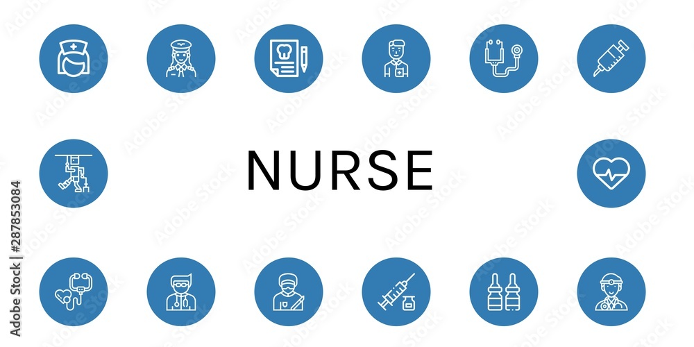 Set of nurse icons such as Nurse, Pilot, Dental insurance, Stethoscope, Vaccine, Doctor, Surgeon, Syringe, Medicine, Injury, Cardiology , nurse Set of nurse icons such as Nurse, Pilot, Dental insurance, Stethoscope, Vaccine, Doctor, Surgeon, Syringe, Medicine, Injury, Cardiology , nurse