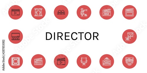 Set of director icons such as Clapperboard, Theatre, Movie, Director, Film, Directors chair, Movie theater, Cinema, Projector , director