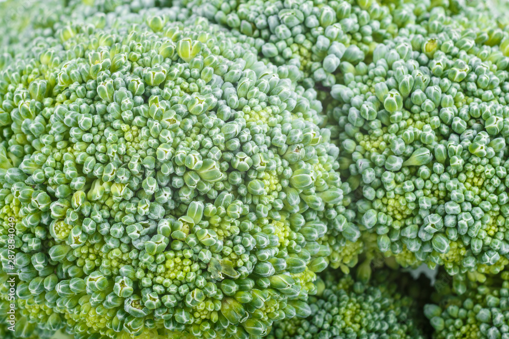Texture of fresh green broccoli, close up.