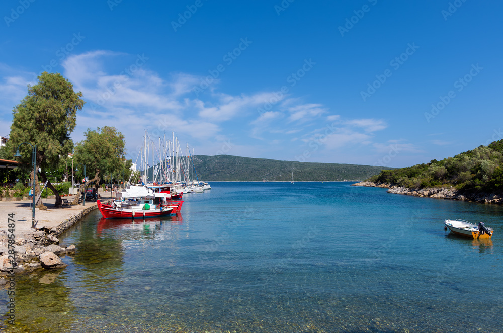 View to the picturesque little harbor of Steni Vala village, Alonnisos island, Greece