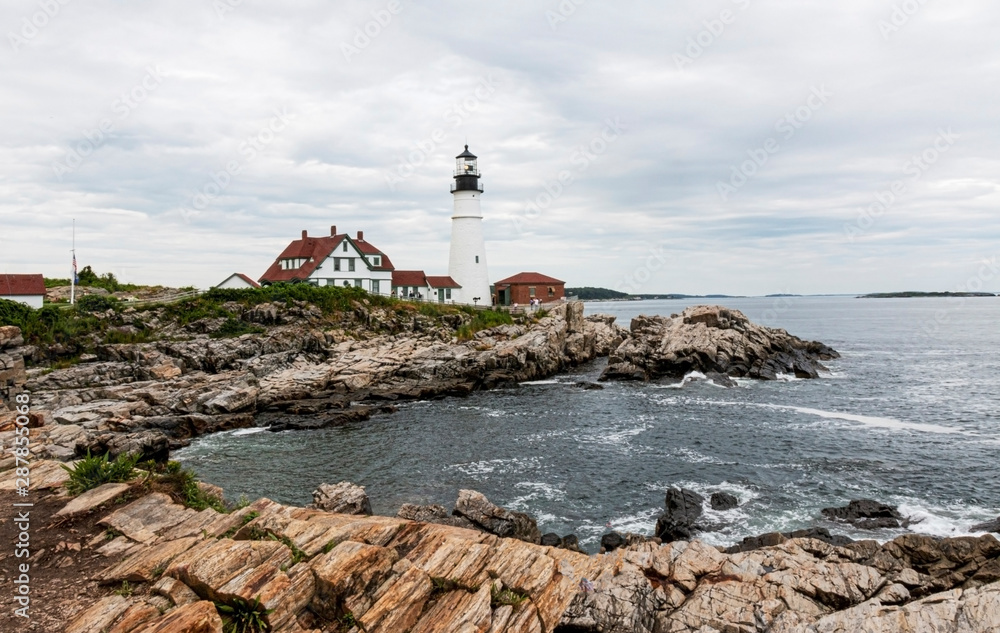 Portland Head Light on cloudy day in the summer
