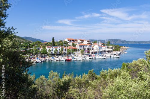 View to the picturesque little harbor of Steni Vala village, Alonnisos island, Greece