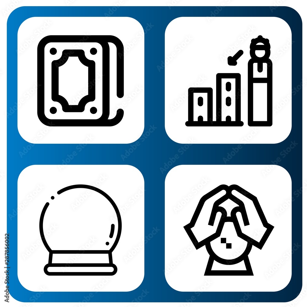 Set of prediction icons such as Fortunetelling, Forecast, Crystal ball , prediction