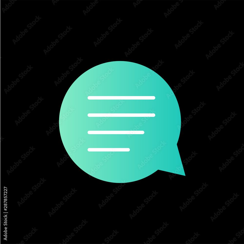 Chat bubble with line simple colorful icon isolated on black Chat bubble with line simple colorful icon isolated on black