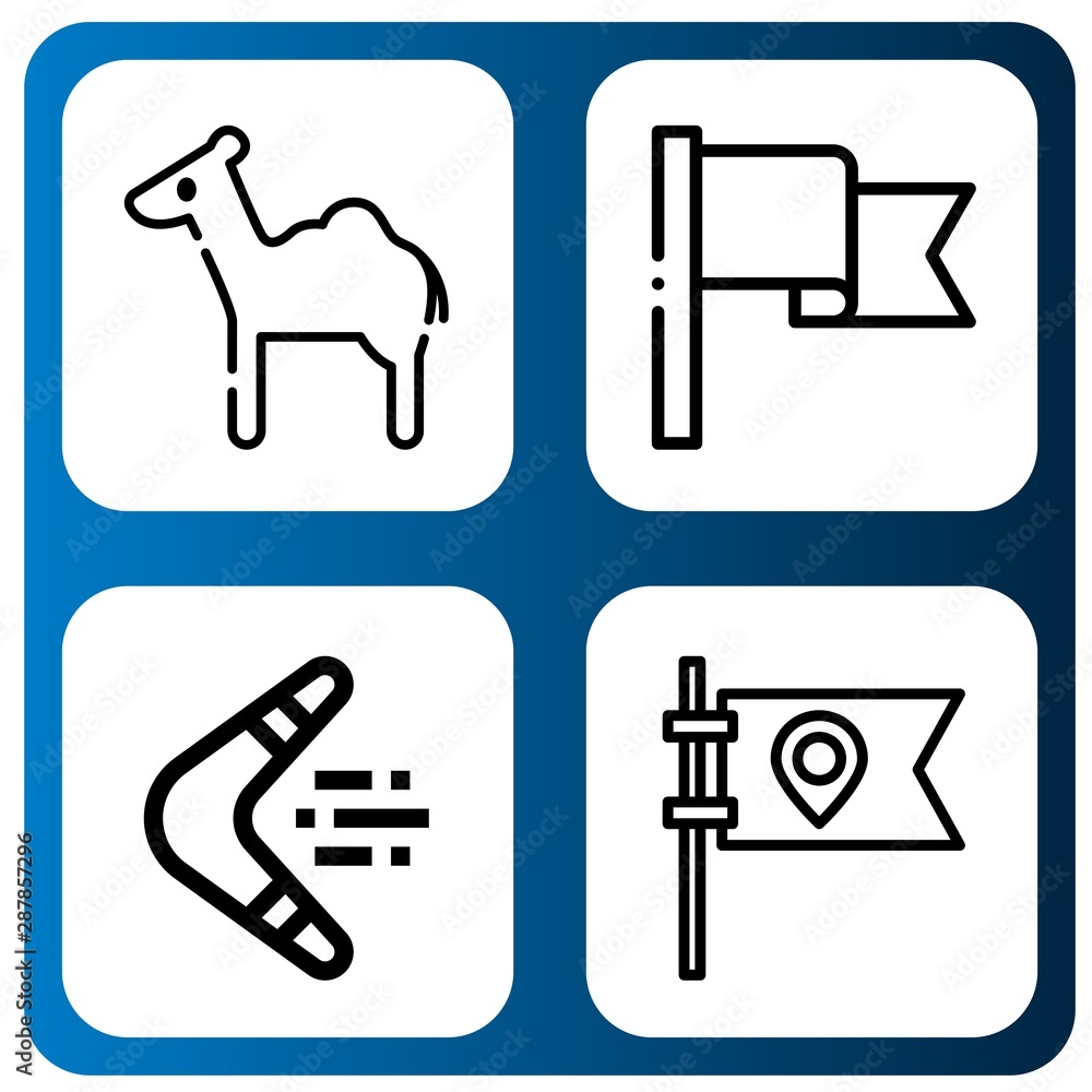 Set of australia icons such as Camel, Flag, Boomerang , australia Set of australia icons such as Camel, Flag, Boomerang , australia