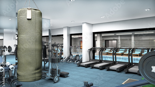 3d render of fitness center