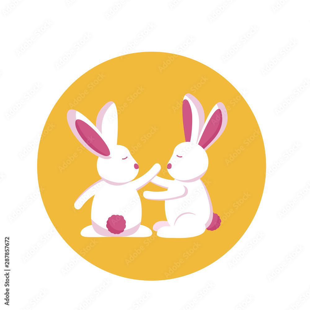 Fototapeta premium Isolated rabbits cartoon vector design