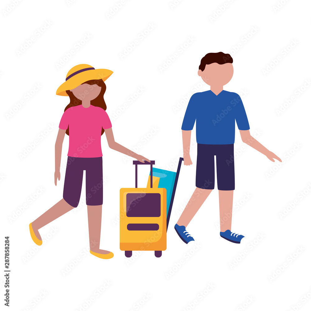 Isolated traveler couple vector design Isolated traveler couple vector design