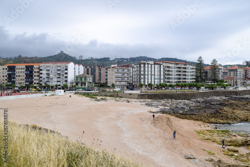 View of La Concheira beach in Baiona (Spain)