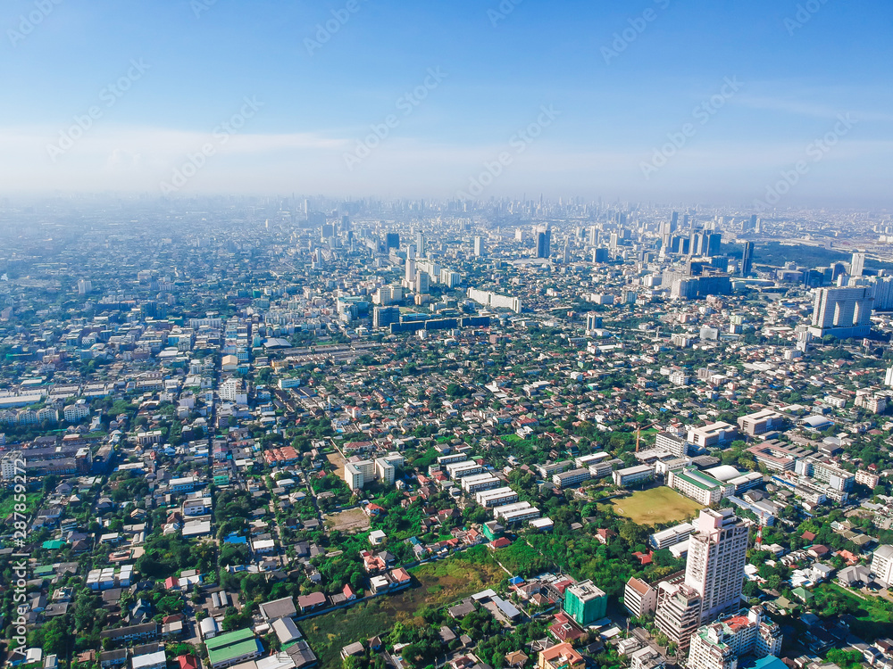 Aerial view modern building condominium and office Aerial view modern building condominium and office
