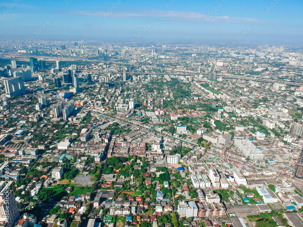 Fototapeta premium Aerial view modern building condominium and office