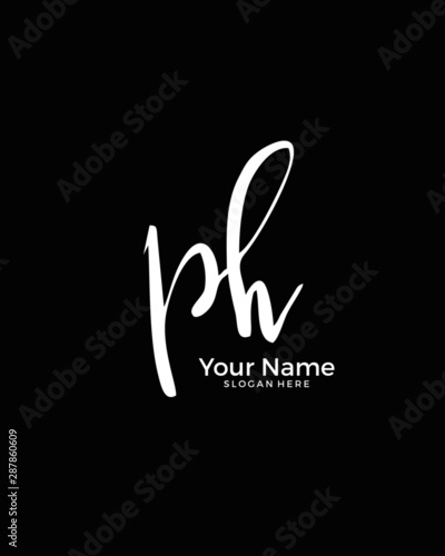 P H PH initial logo signature vector. Handwriting concept logo.