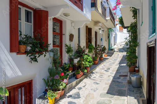 Architecture in the Chora village of Skopelos island  Greece