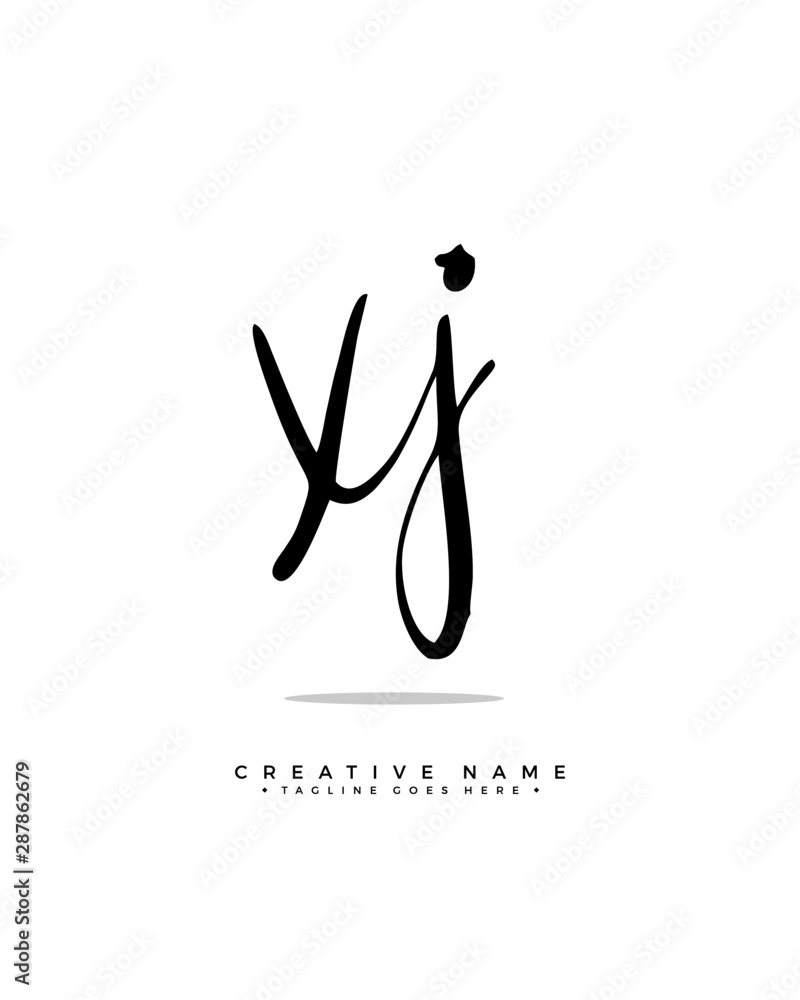 X J XJ initial logo signature vector. Handwriting concept logo
