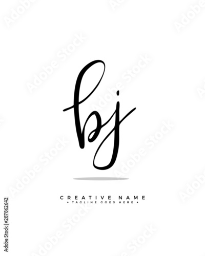 B J BJ initial logo signature vector. Handwriting concept logo