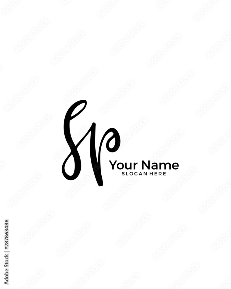 S P SP initial logo signature vector. Handwriting concept logo