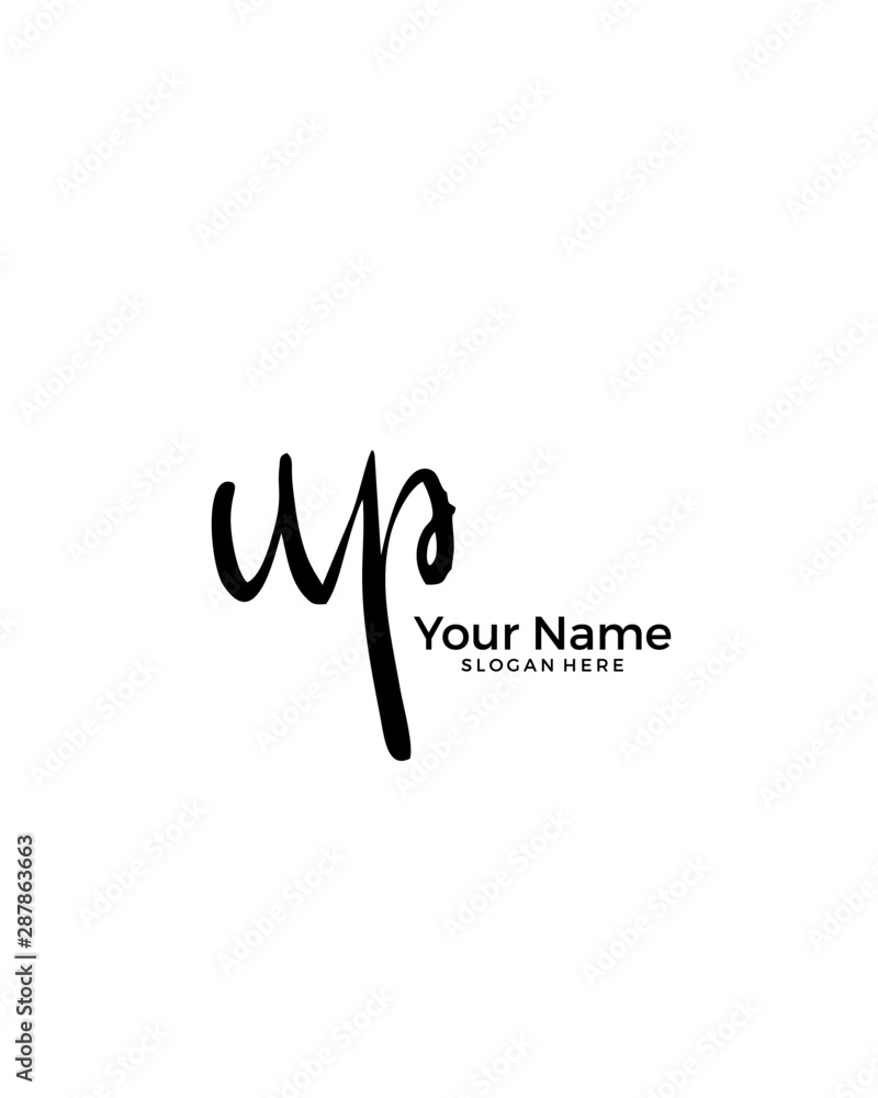 U P UP initial logo signature vector. Handwriting concept logo U P UP initial logo signature vector. Handwriting concept logo