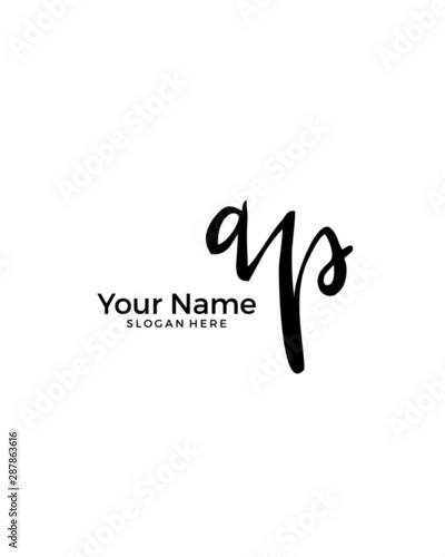 A P AP initial logo signature vector. Handwriting concept logo
