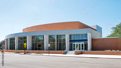 Contemporary Red Brick & Glass Convex Building