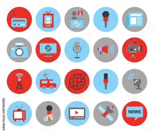 bundle of news broadcasting icons
