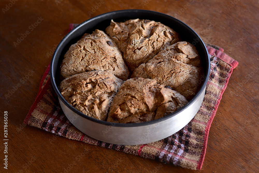Freshly baked homemade tin bread on the table. Freshly baked homemade tin bread on the table.