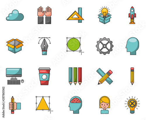bundle of creative ideas set icons