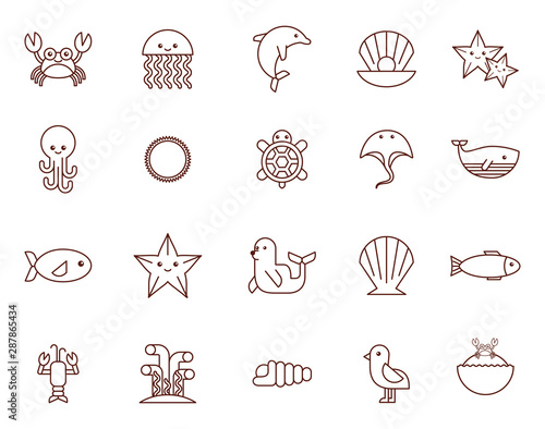 bundle of sea life animals icons