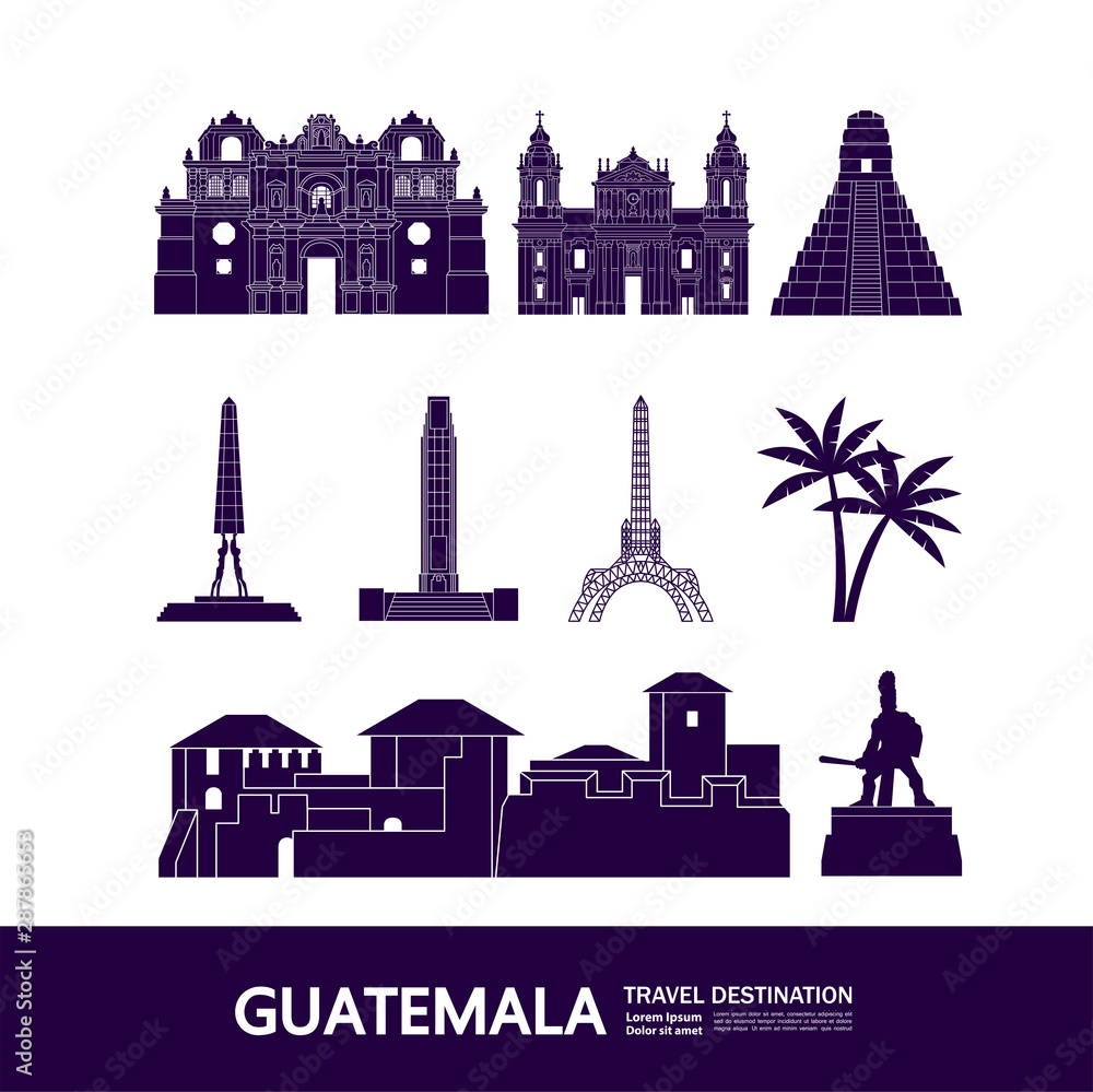 Guatemala travel destination grand vector illustration.