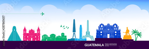 Guatemala travel destination grand vector illustration.