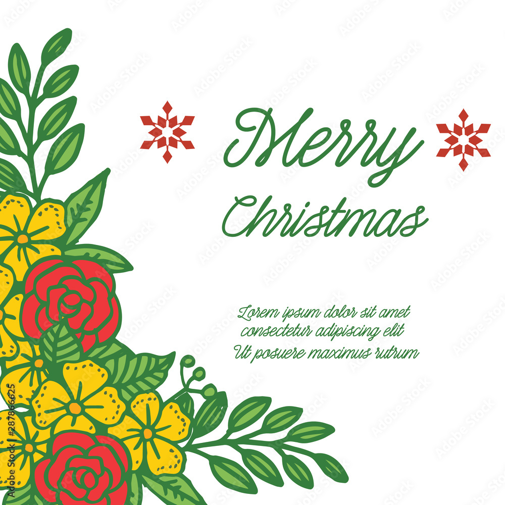 Obraz premium Bright card merry christmas, with pattern of seamless colorful flower frame. Vector