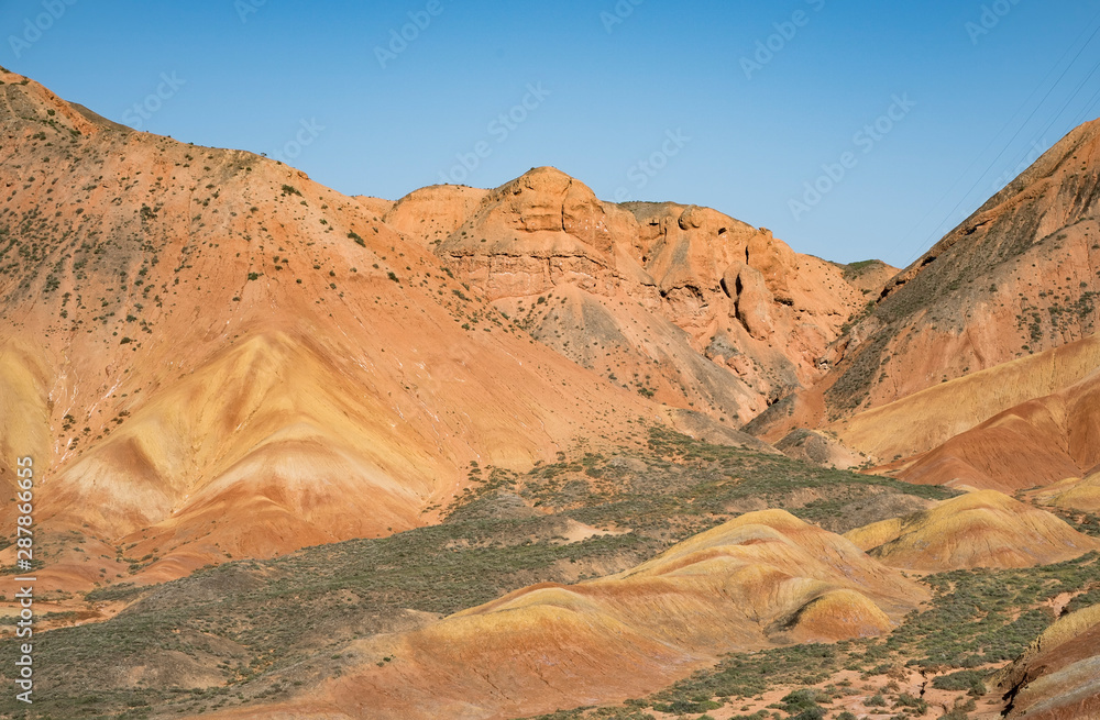 Danxia red sandstone in the national geopark of Zhangye, Gansu, China