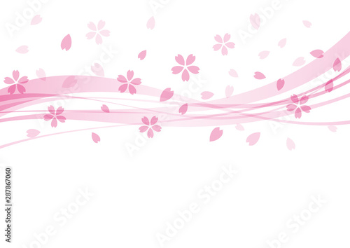 桜　花　春　ウェーブ　背景　ピンク	