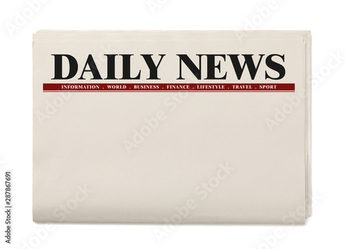 Blank Daily Newspaper isolated on white background, Daily Newspaper mock-up concept
