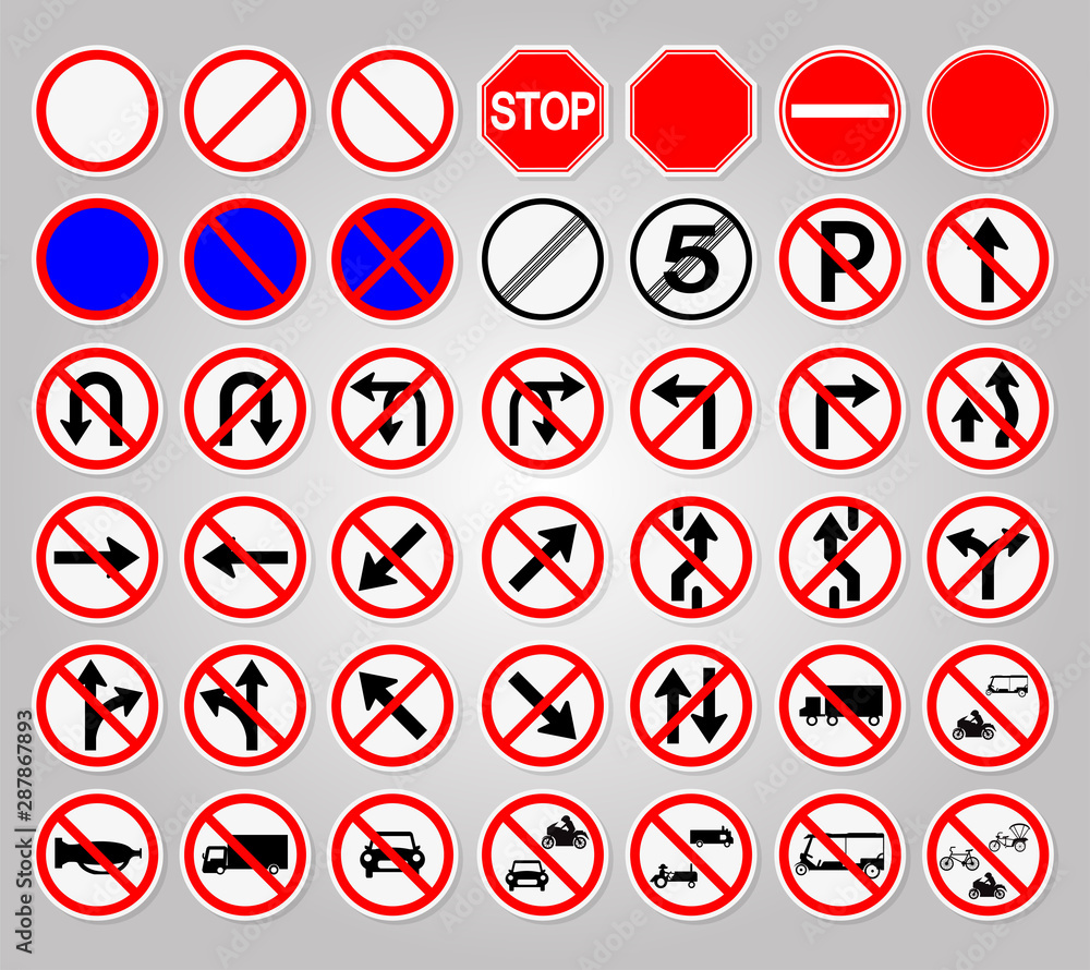 Set Traffic Signs,Prohibition,Warning Red circle Symbol Sign Isolate on White Background,Vector Illustration Set Traffic Signs,Prohibition,Warning Red circle Symbol Sign Isolate on White Background,Vector Illustration