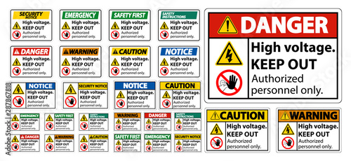 High Voltage Keep Out Sign Isolate On White Background,Vector Illustration