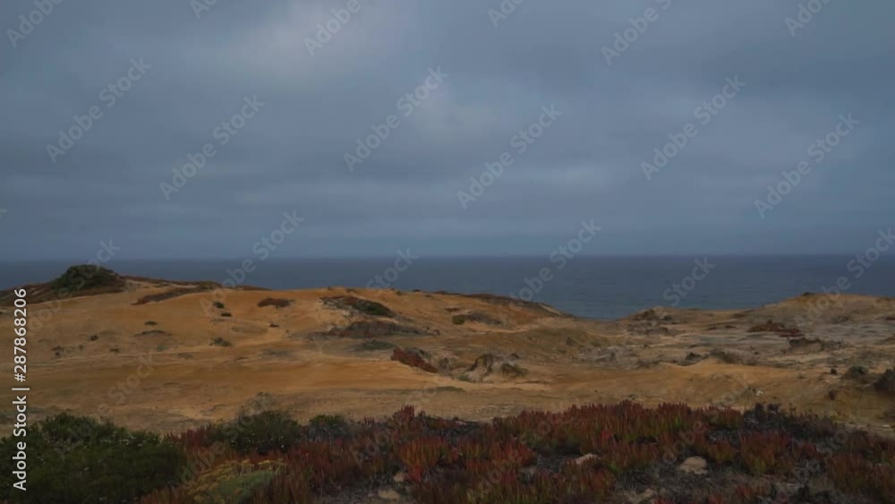 Slow motion gimbal shot of beautiful South European landscape in Spain. The Atlantic Sea is showing its rough face. Slow motion gimbal shot of beautiful South European landscape in Spain. The Atlantic Sea is showing its rough face.