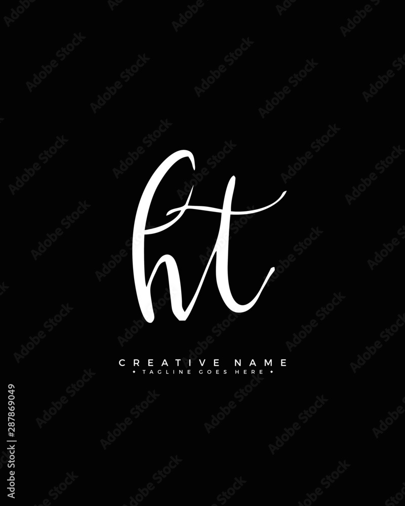 H T HT initial logo signature vector. Handwriting concept logo. H T HT initial logo signature vector. Handwriting concept logo.