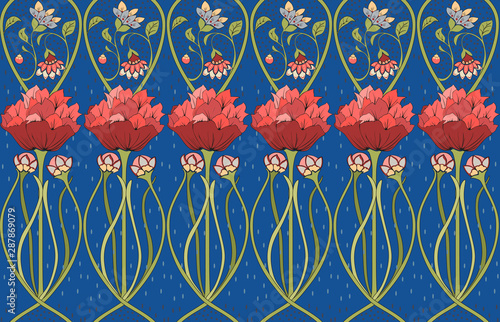 Floral seamless art Nouveau ornament