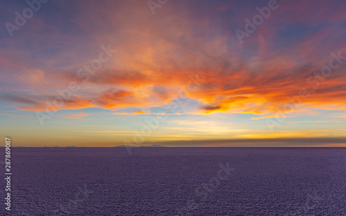 Infinity in the Uyuni Salt Flat (Salar de Uyuni) at sunset, Bolivia. © SL-Photography
