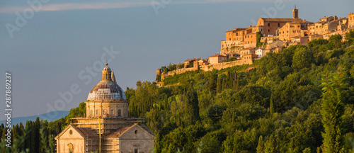 Картината върху платно San Biagio cathedral at sunset, Montepulciano, Italy-